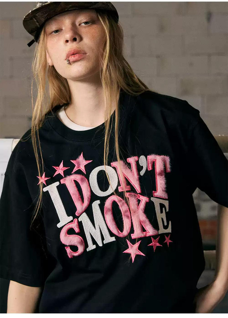 Faux Fur Letter Logo T-Shirt