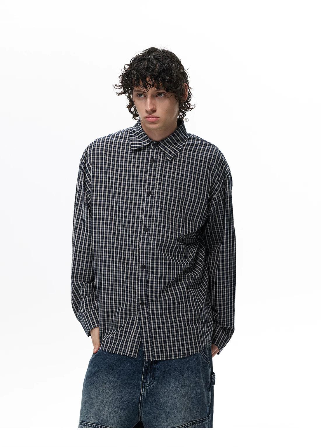 Retro Gingham Buttoned Shirt