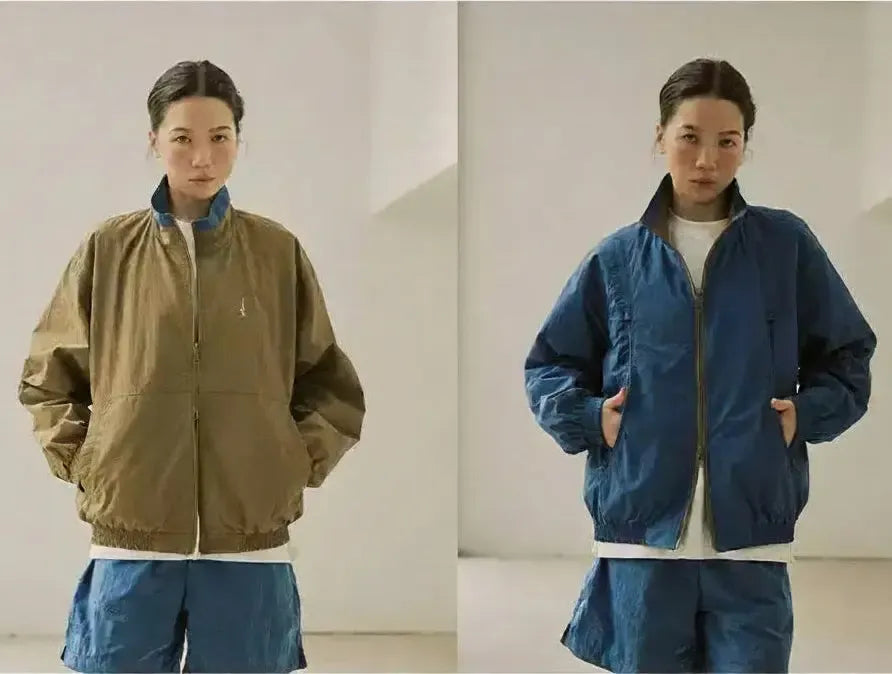 Stand Collar Pocket Detail Windbreaker Jacket