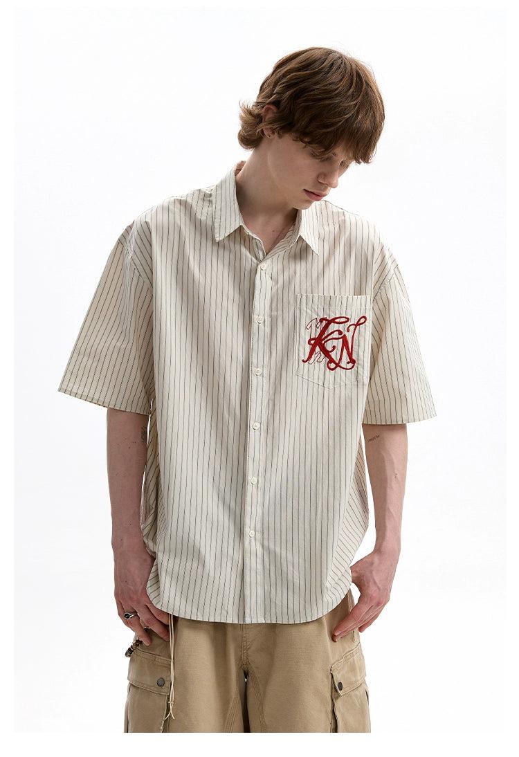 Embroidered Pocket Striped Shirt