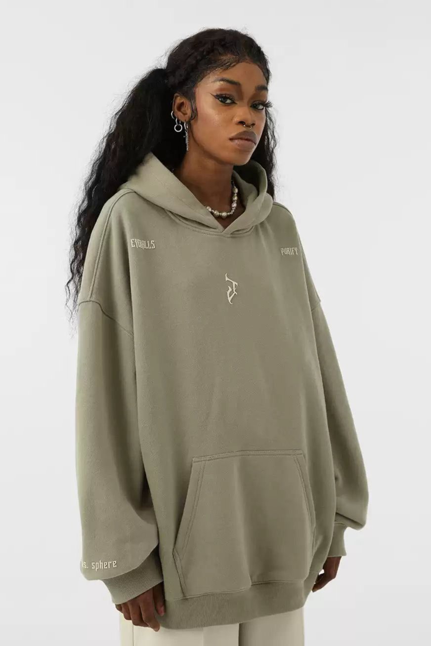 Minimal Scattered Text Loose Hoodie