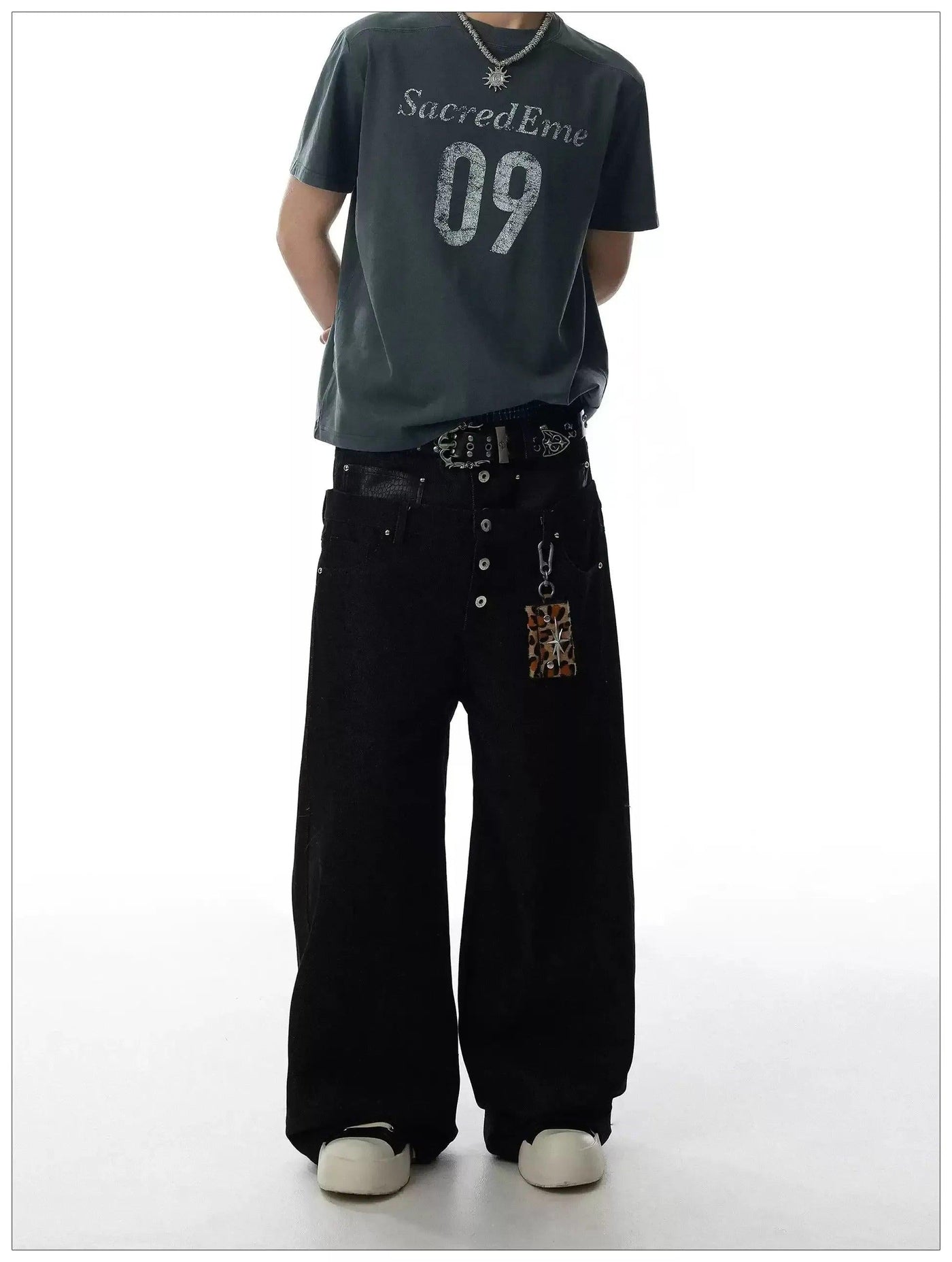 Double Waist Buttoned Jeans