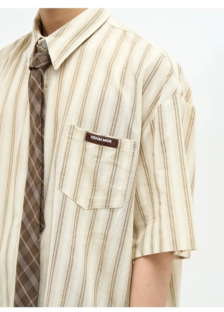 Vintage Stripes Short & Long Sleeves Shirt Set
