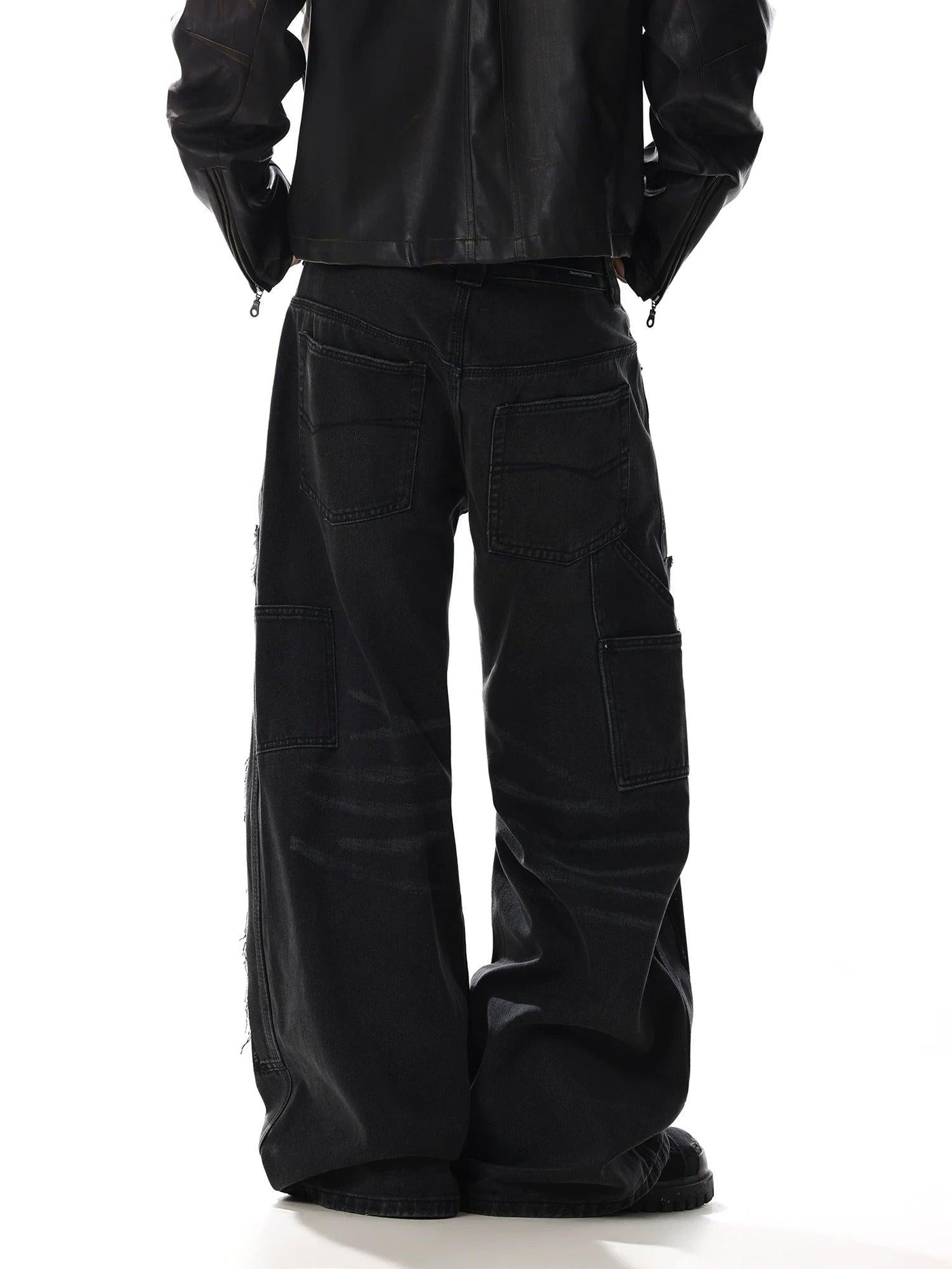 Studded Washed Wide Leg Jeans