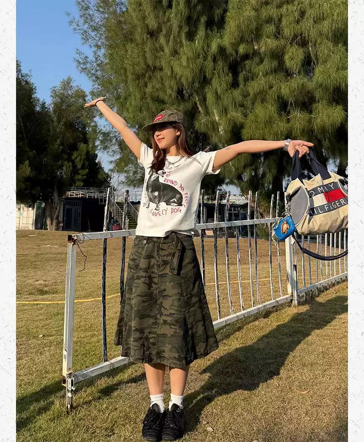Washed Camouflage Skirt