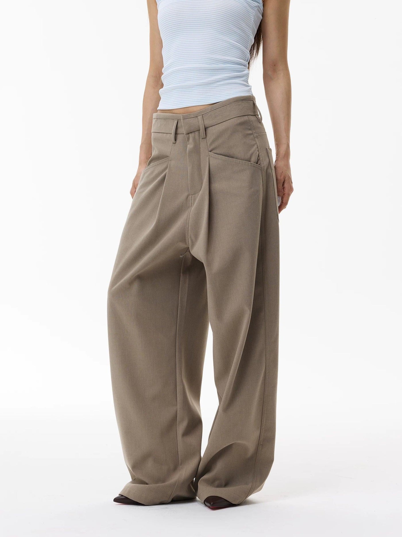 Structured Wool Blend Trousers