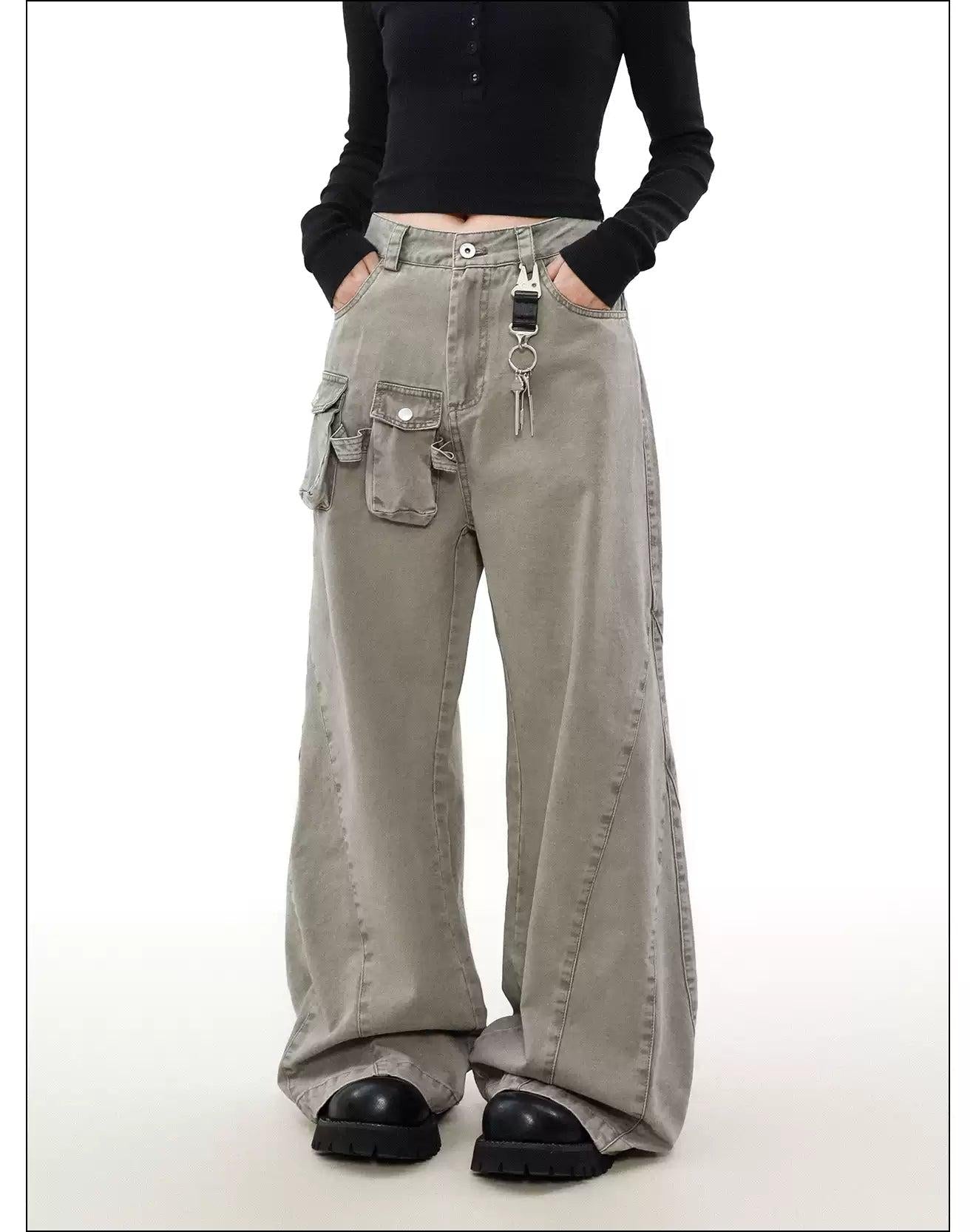 Mini Flap-Pocket Detail Pants
