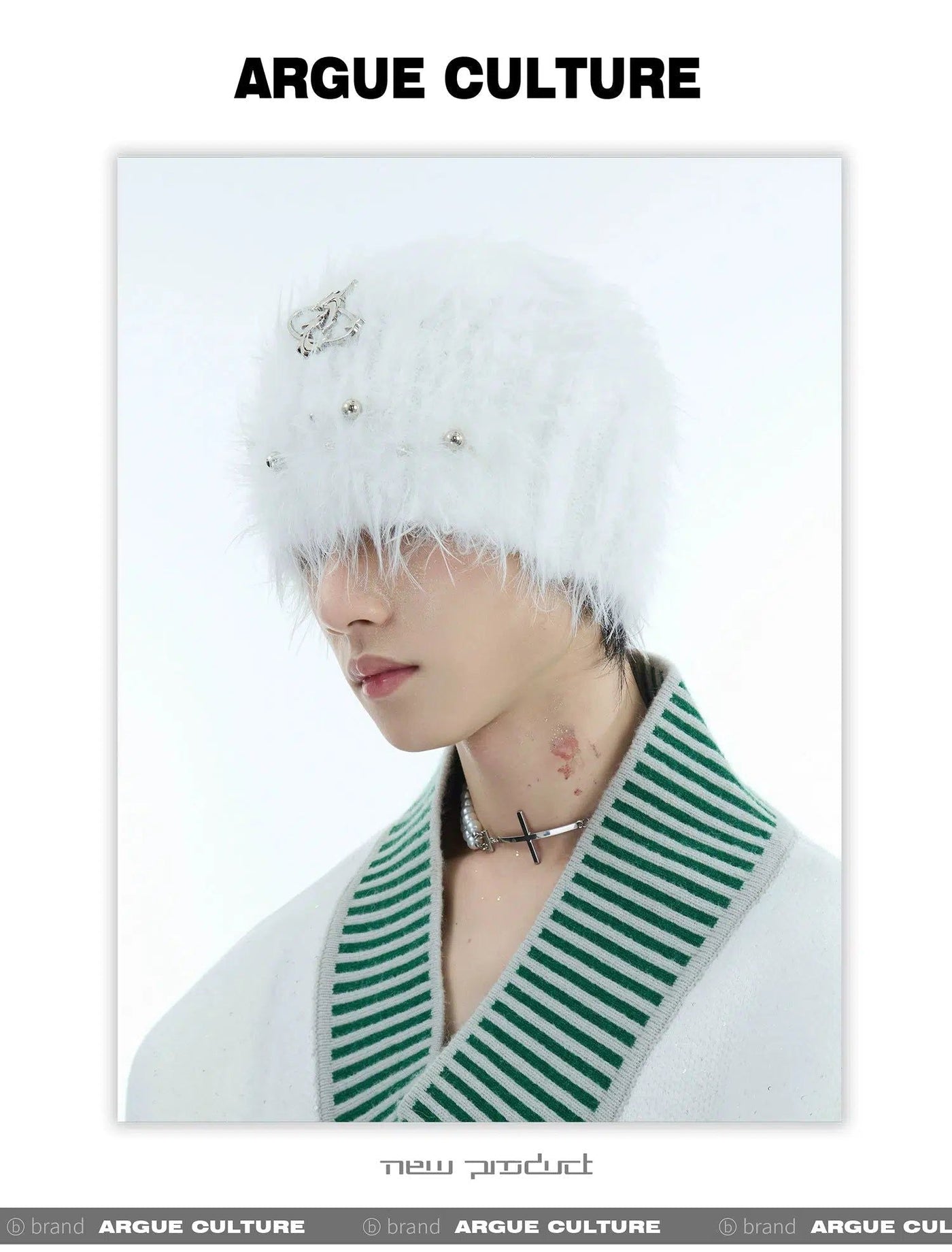 Furry Pearl & Metal Logo Hat