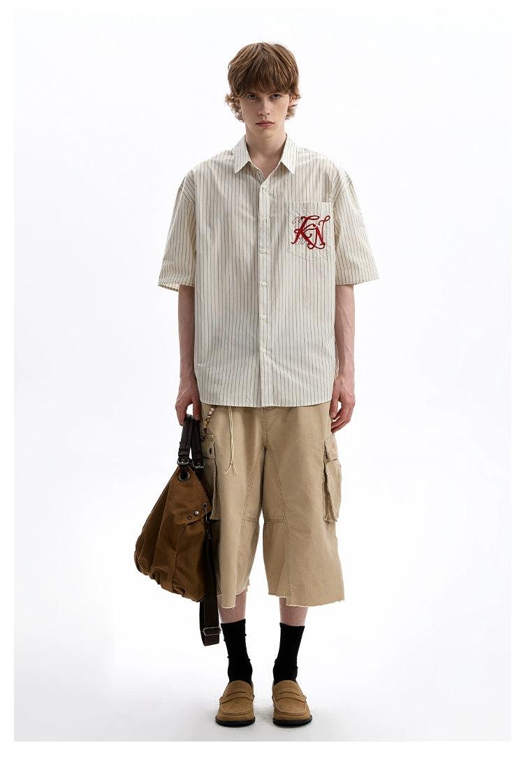 Embroidered Pocket Striped Shirt