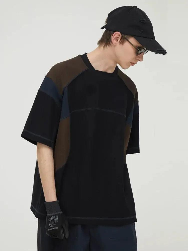 Contrast Spliced Short Sleeve T-shirt