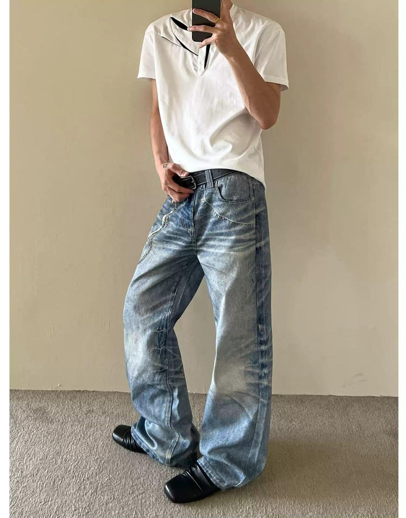 Faded Whiskers Grunge Jeans