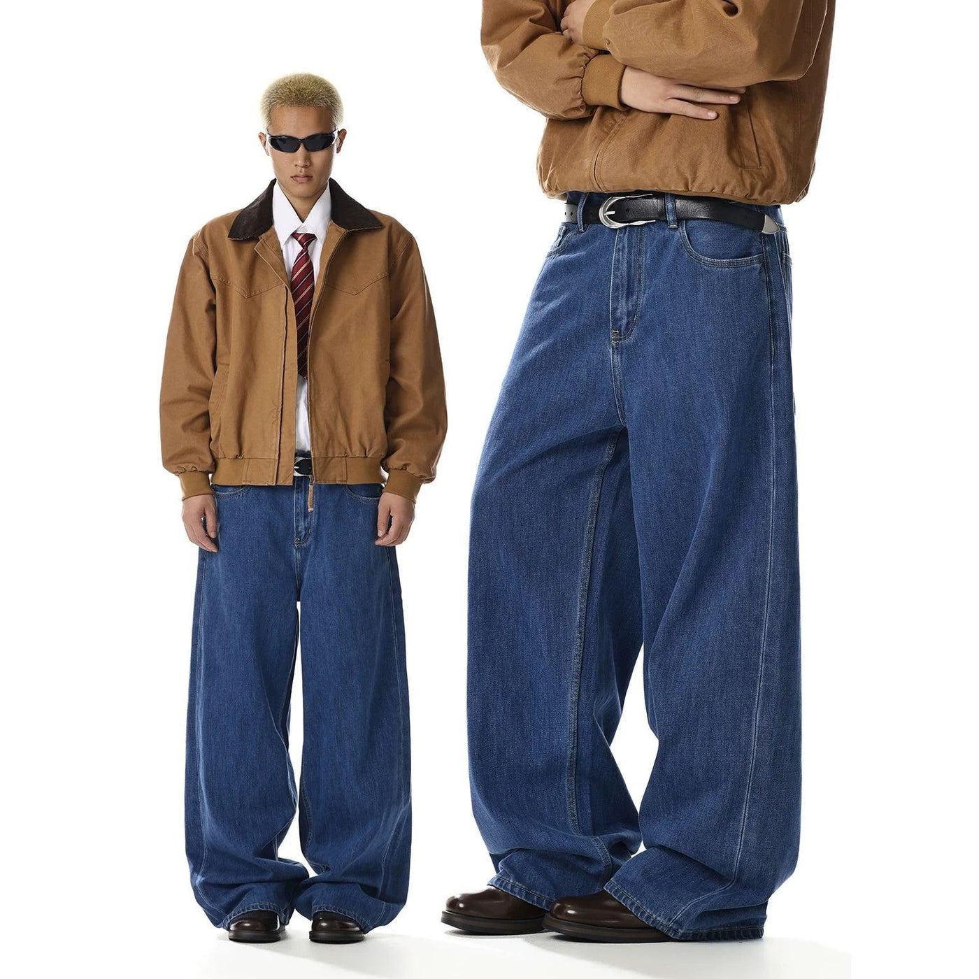 Retro Washed Loose Straight Jeans