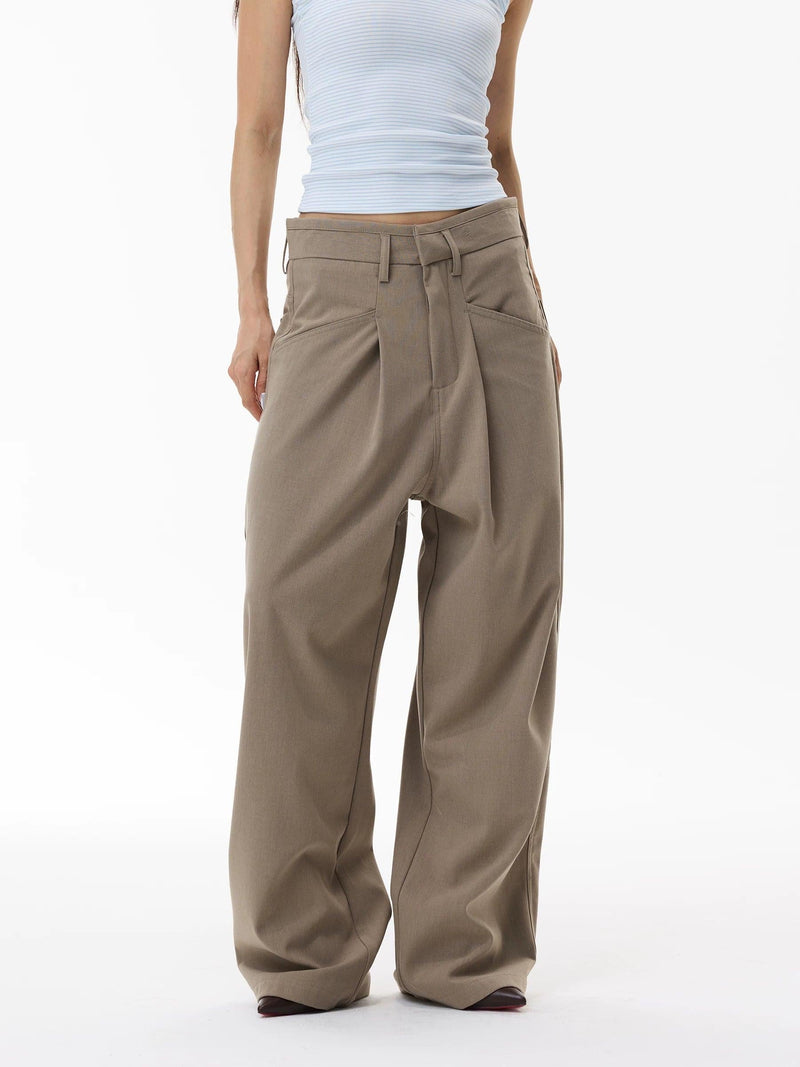 Structured Wool Blend Trousers