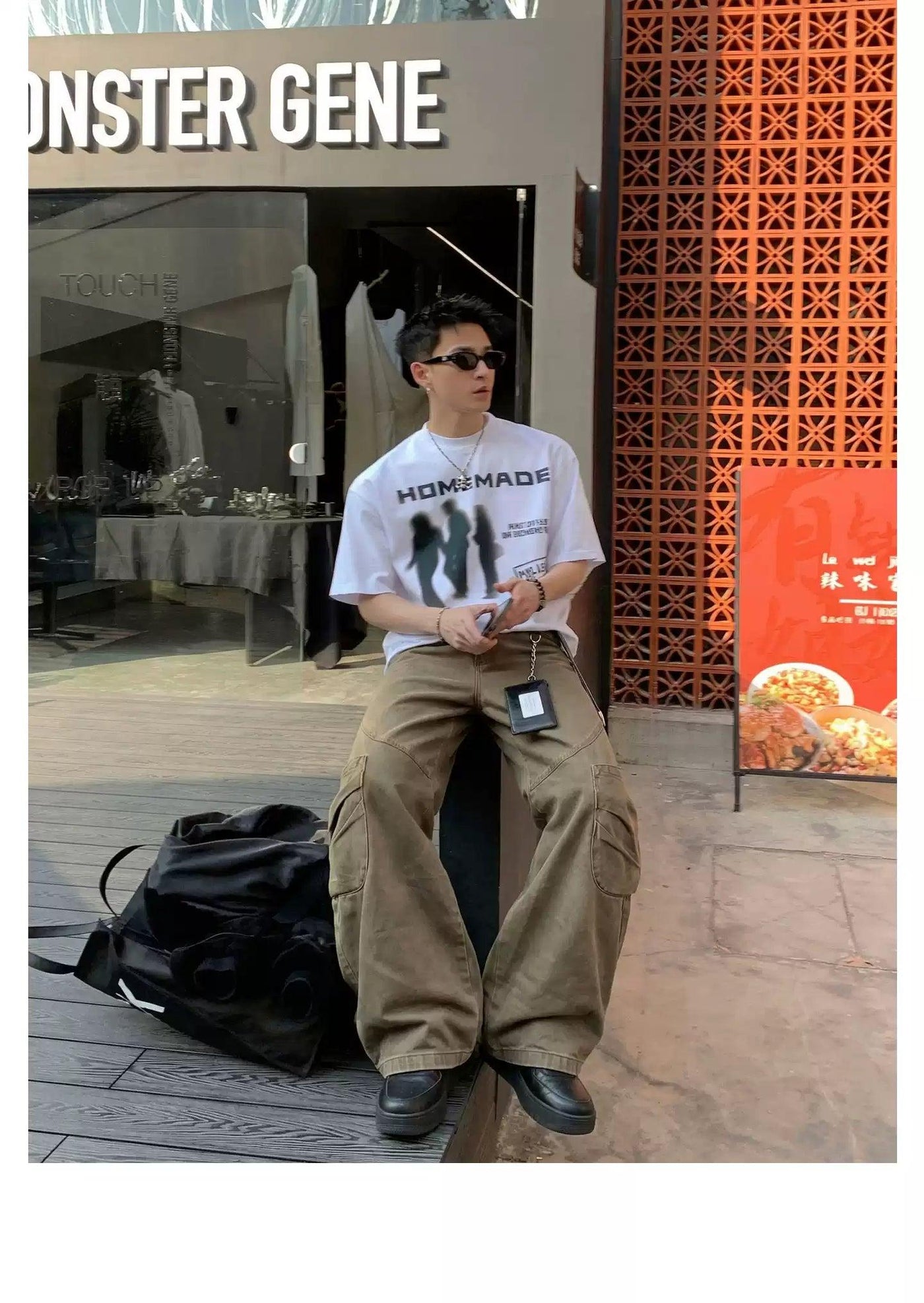 Washed Wide Cut Cargo Pants