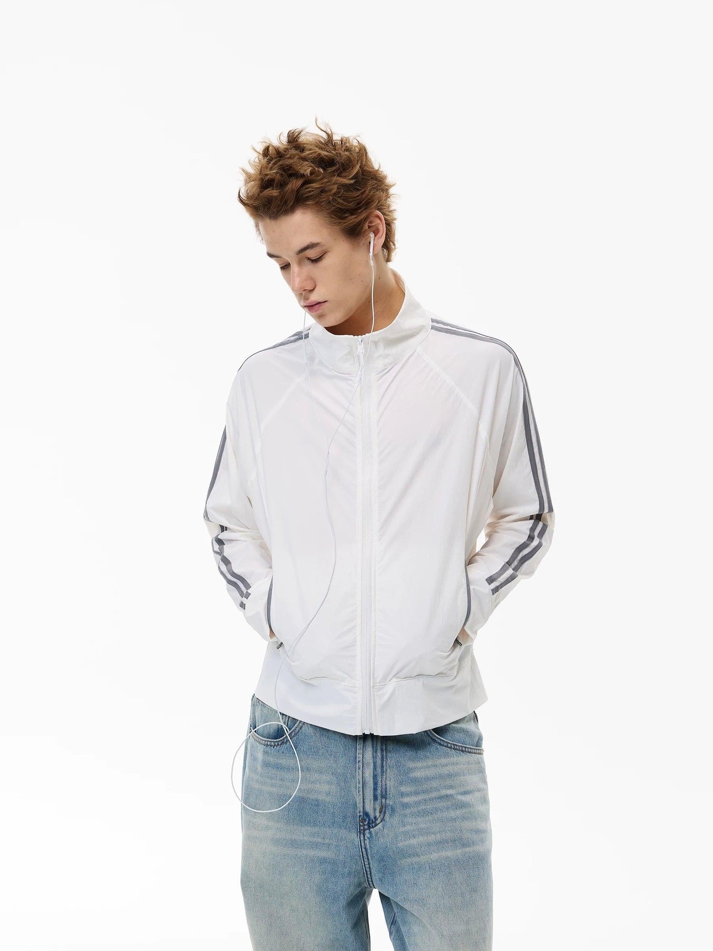 Contrast Striped Windbreaker Jacket