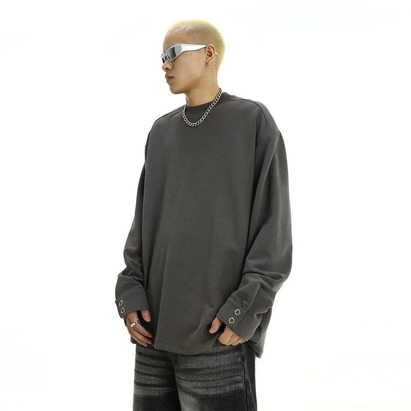 Cuff Buttons Lined Long Sleeve T-Shirt