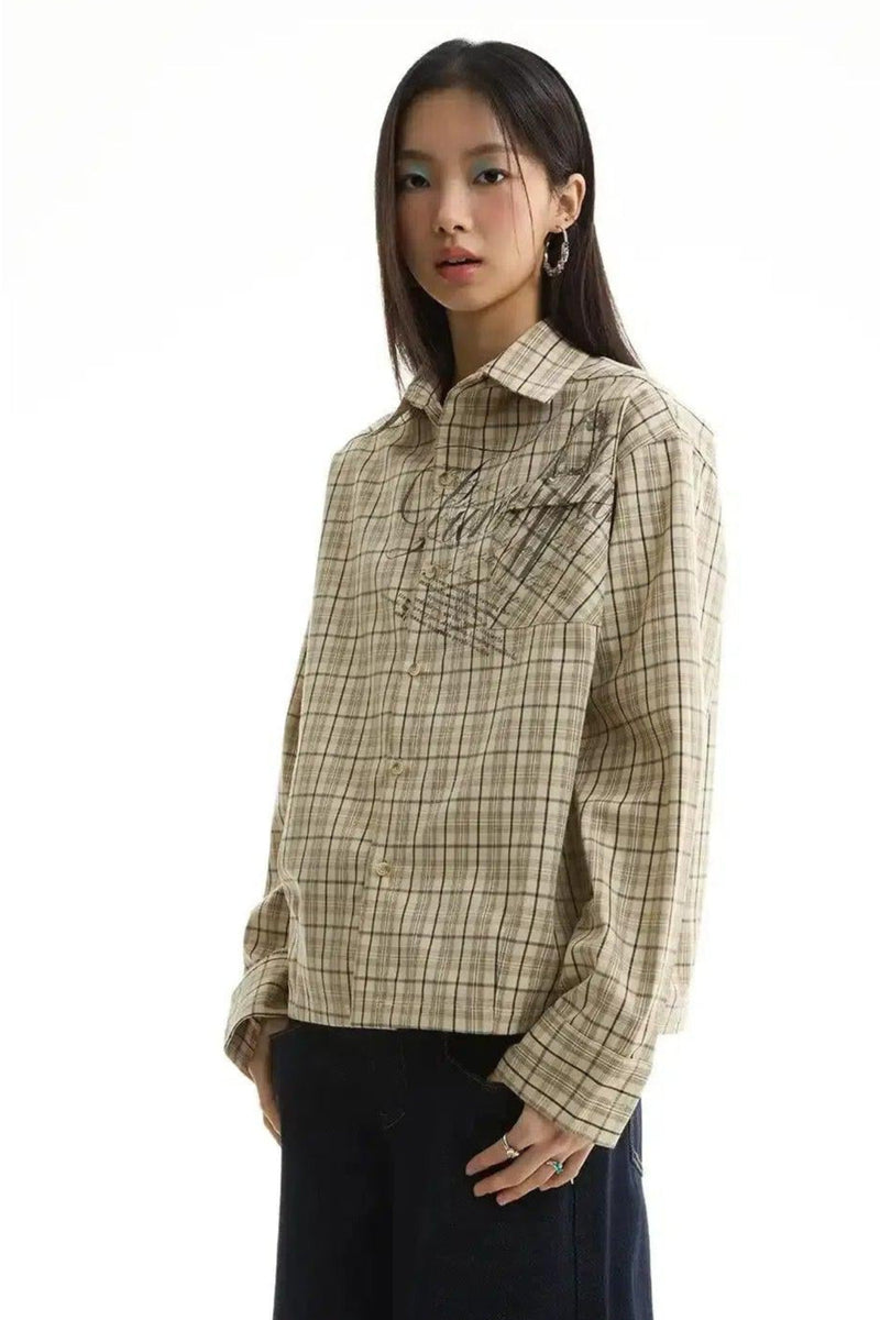 Boxy Plaid Front Pocket Shirt
