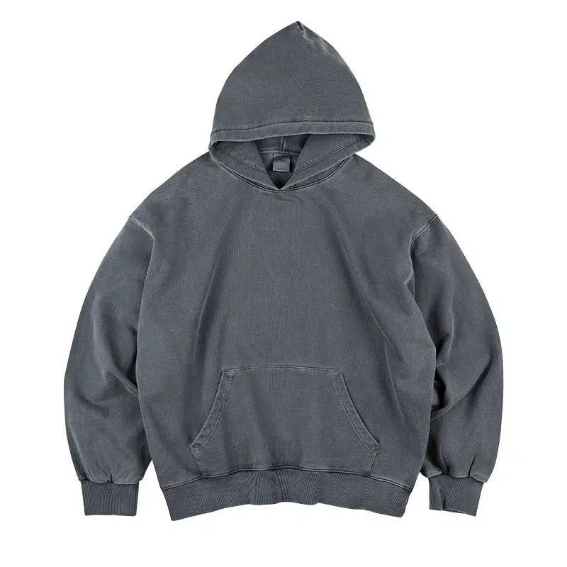 Zipped Washed Casual Hoodie