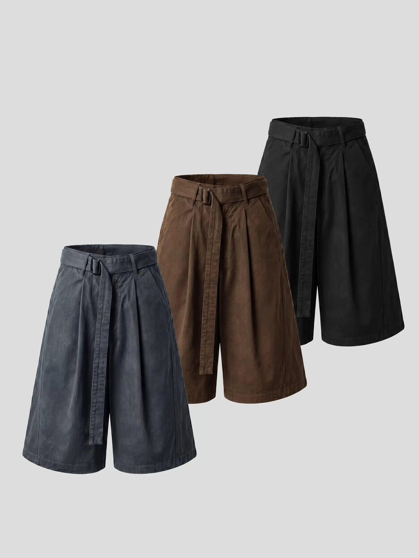 Distressed Pleated Cargo Shorts