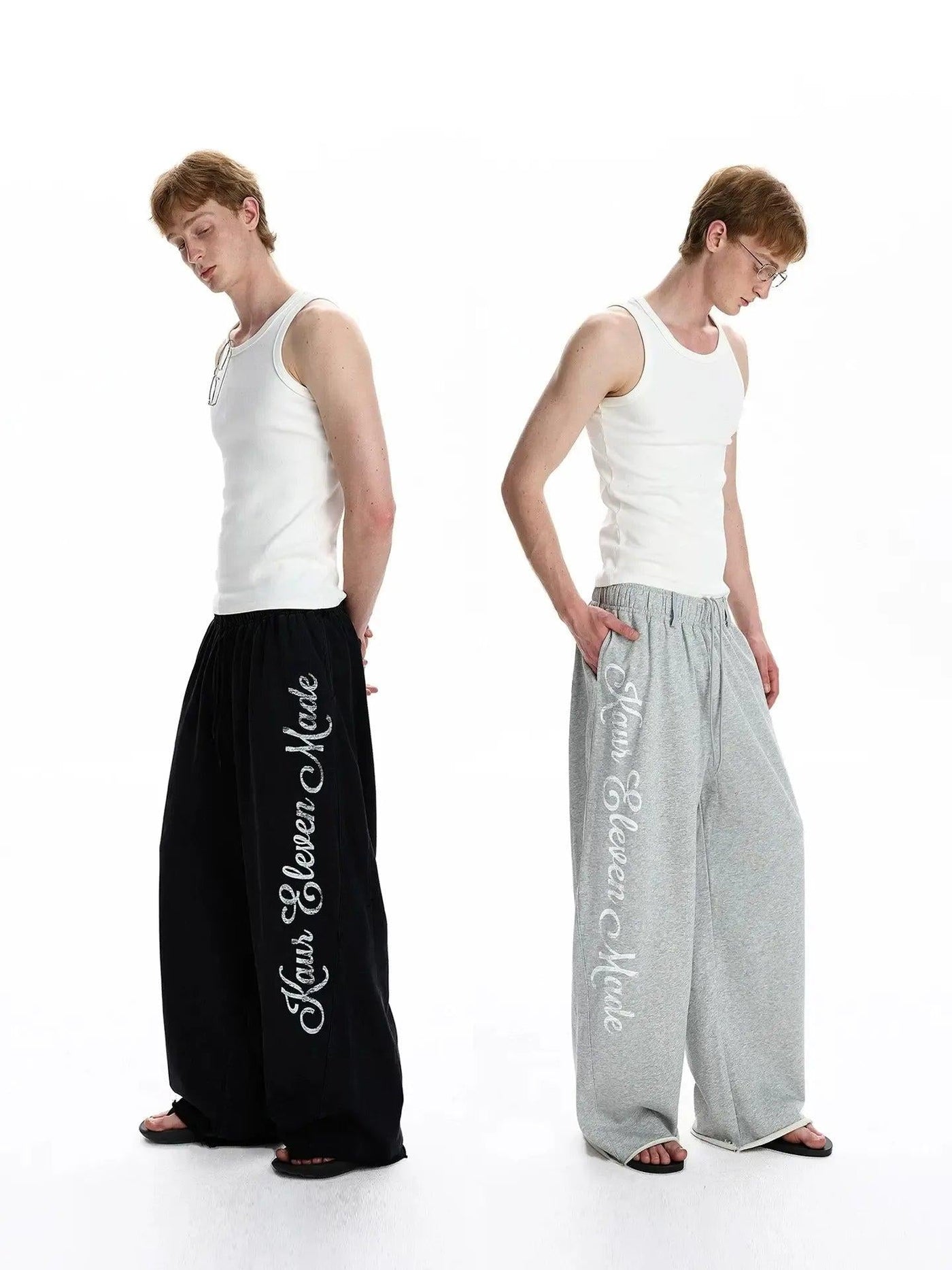 Letter Print Wide Leg Sweatpants
