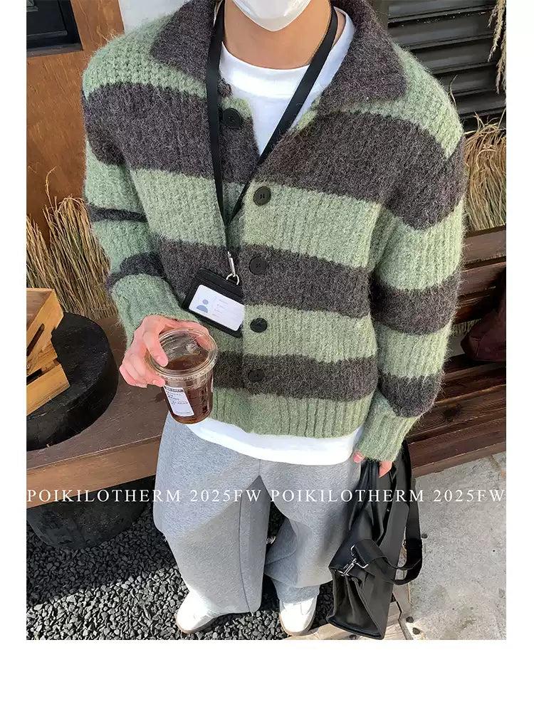 Fuzzy Knit Striped Cardigan