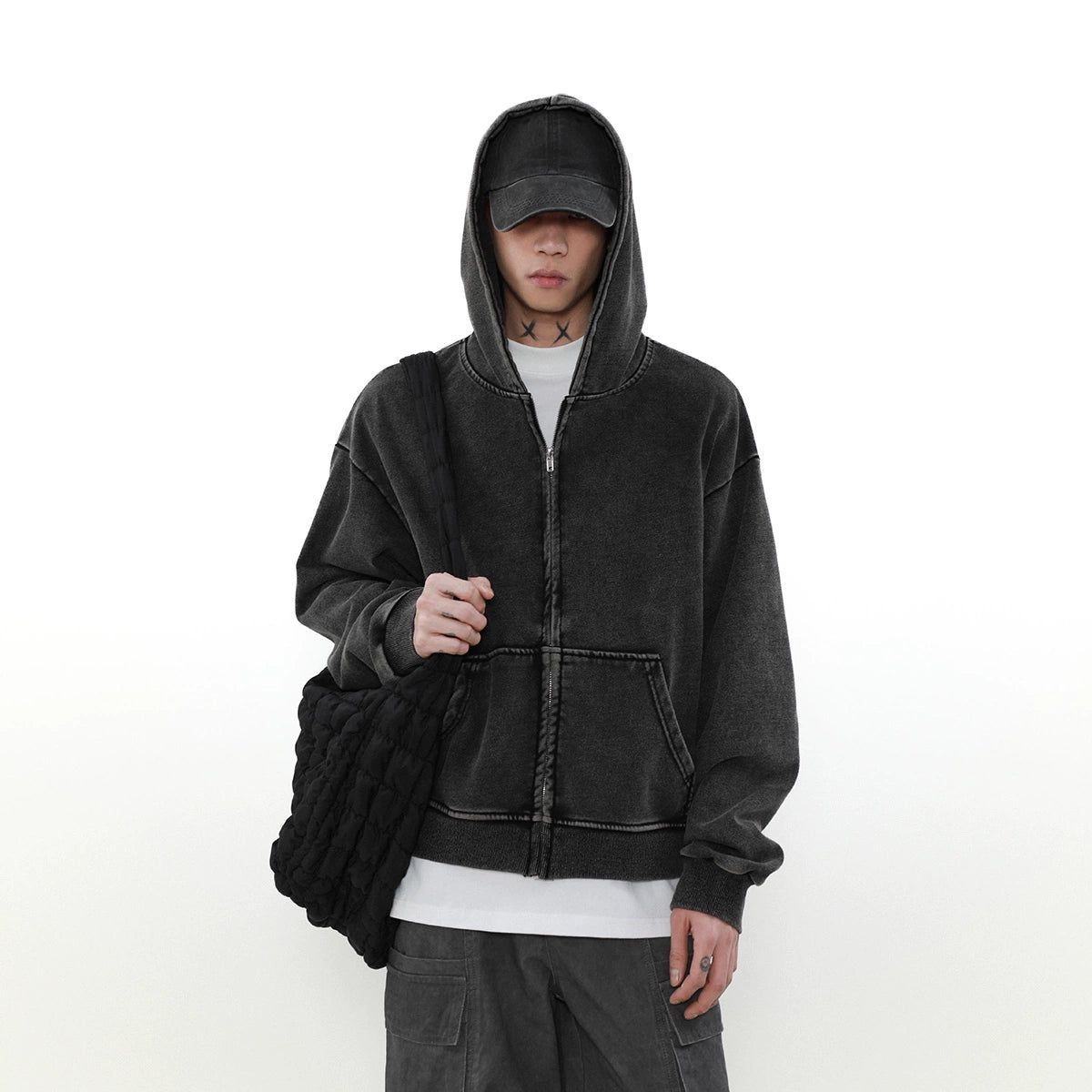 Washed Carpenter Zip-Up Hoodie