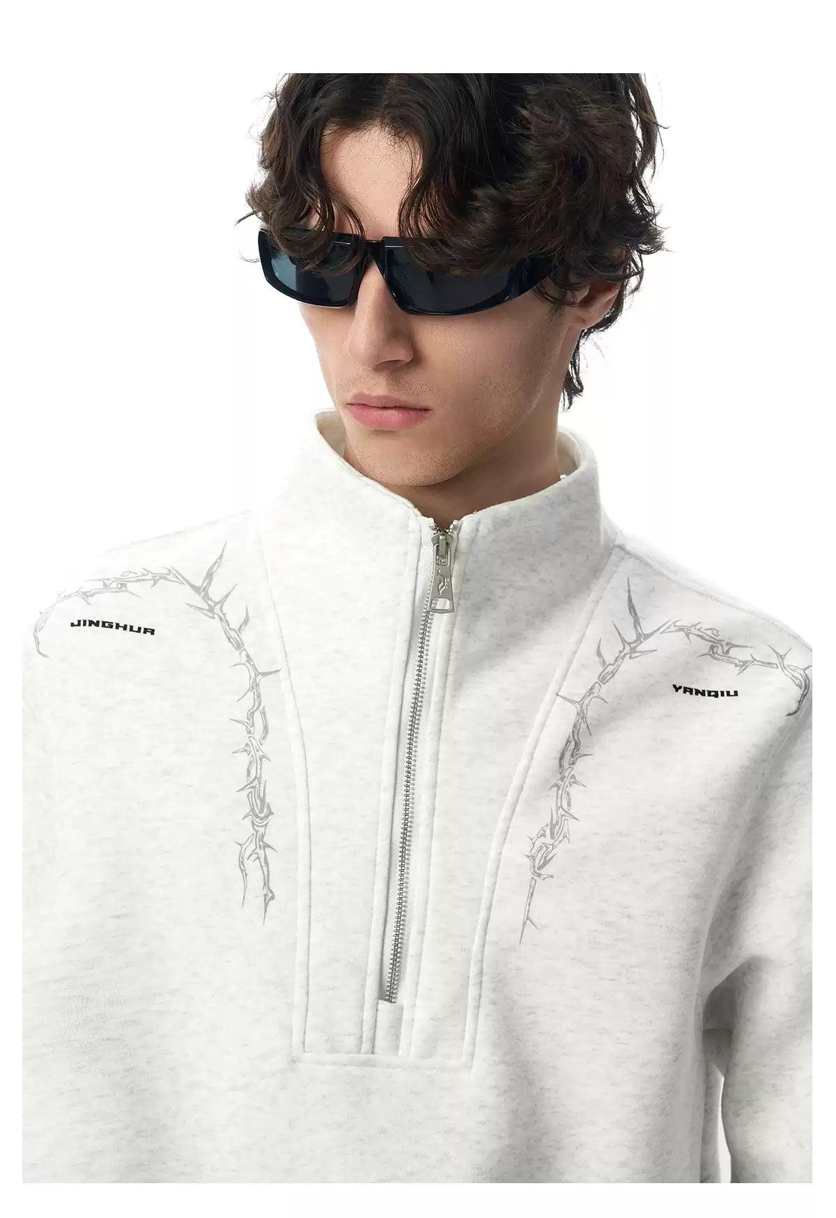 Thorn Graphic Print Half-Zip