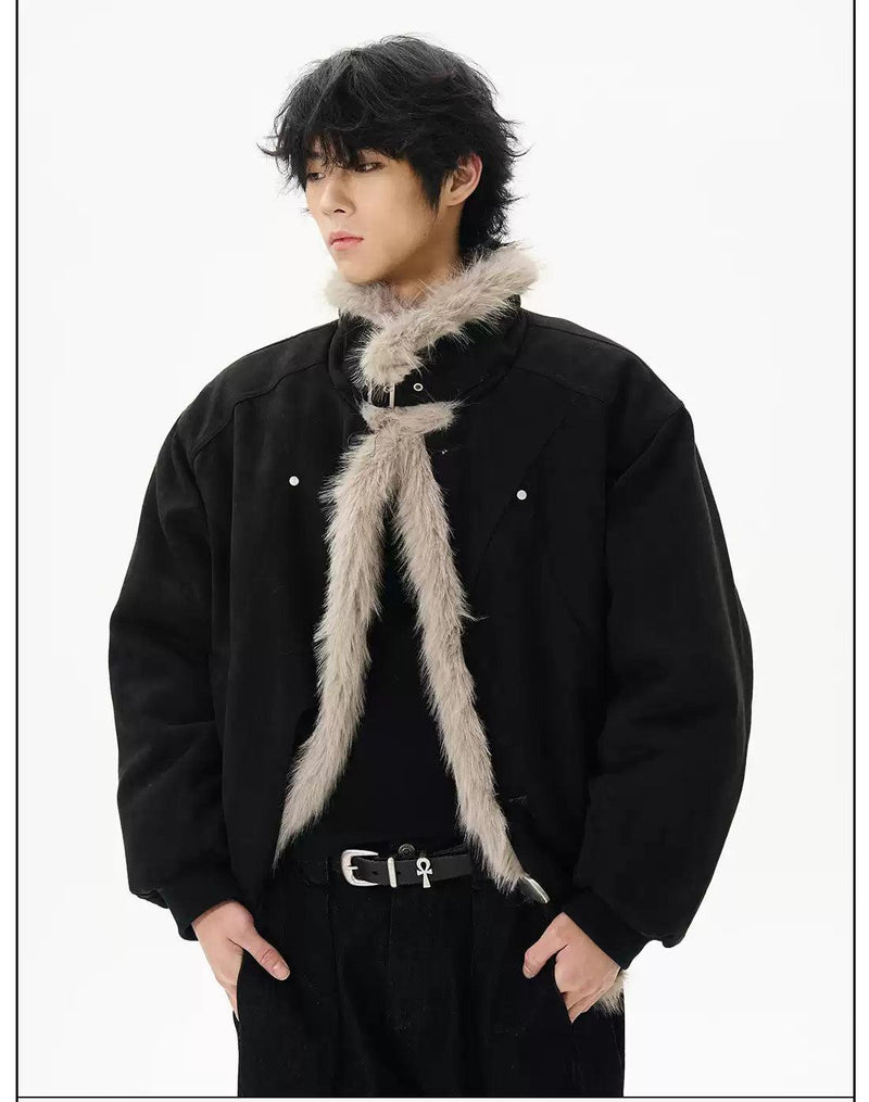 Fur Trimmed Micro Suede Jacket