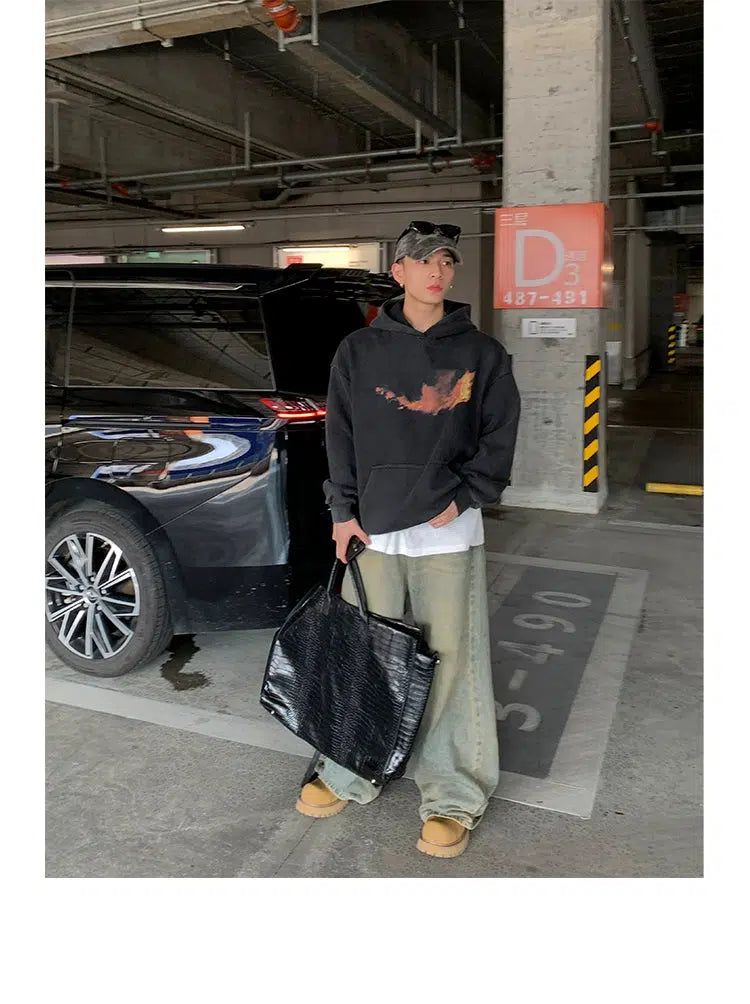 Washed Flame Graphic Hoodie