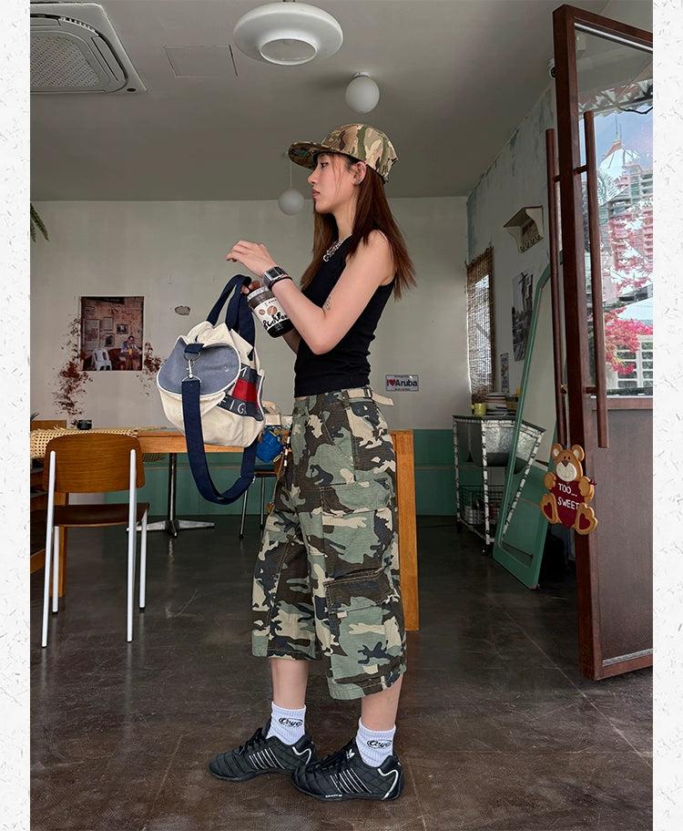 Camouflage Pattern Cargo Shorts