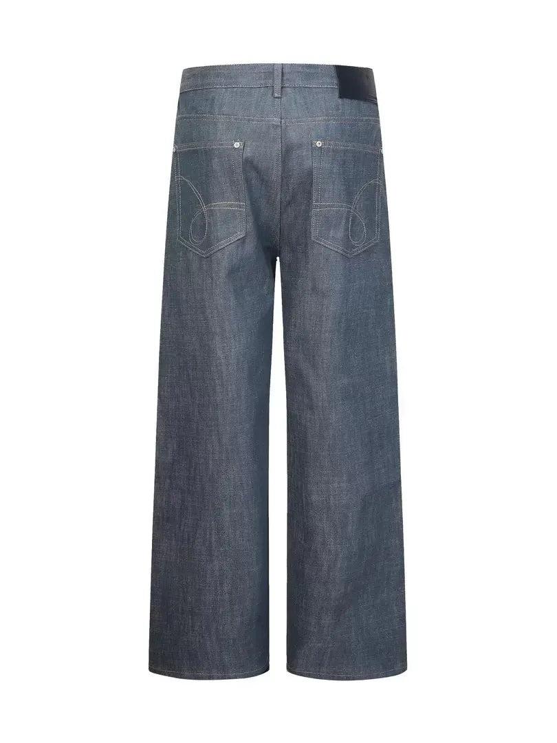Washed Five-Buttoned Straight Jeans