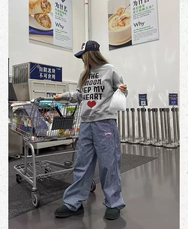 Striped PatternButtoned Jeans