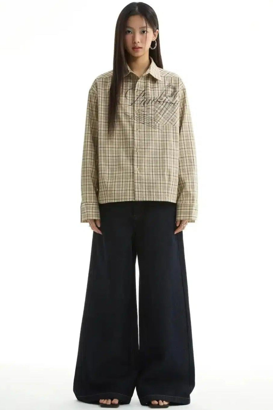 Boxy Plaid Front Pocket Shirt