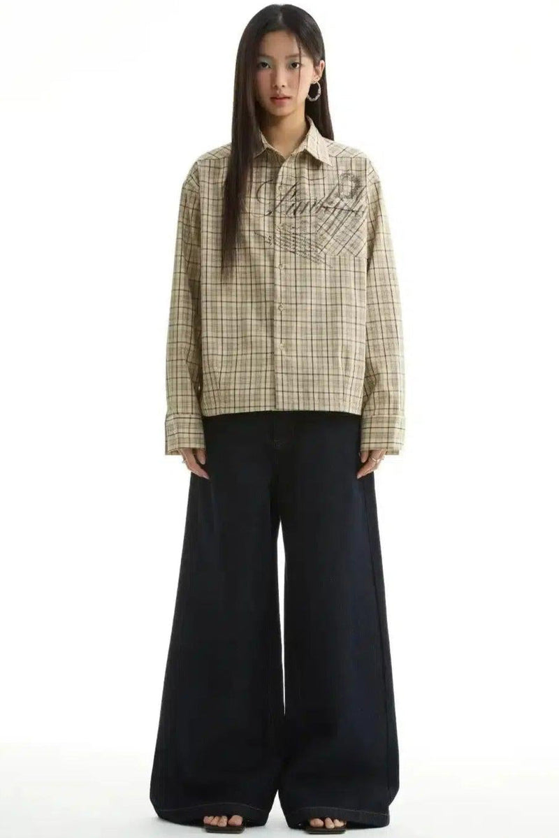 Boxy Plaid Front Pocket Shirt