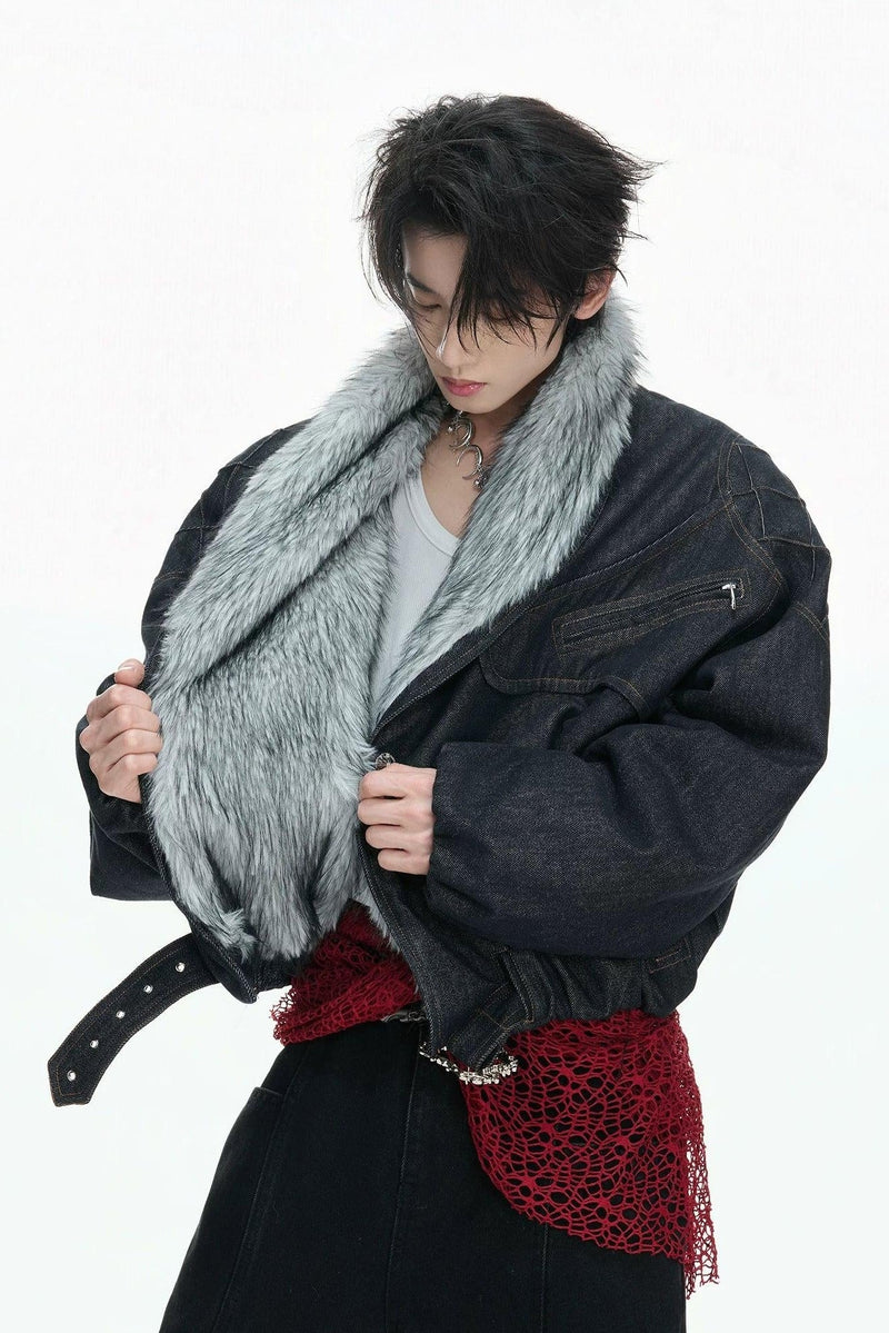 Reversible Faux Fur Denim Jacket