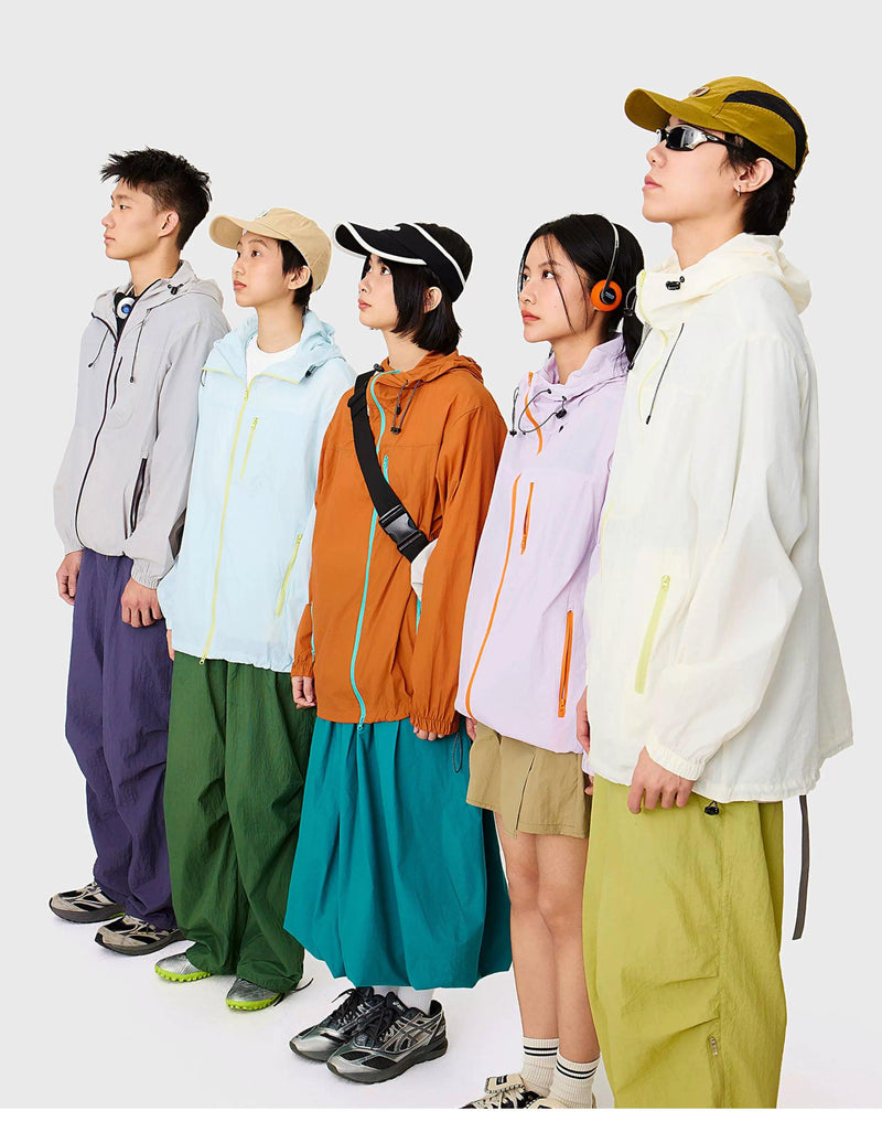 Lightweight Contrast Zipper UV-Protective Jacket