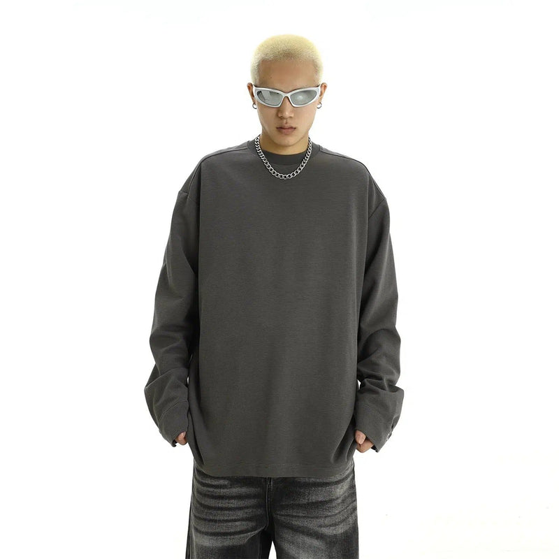Cuff Buttons Lined Long Sleeve T-Shirt