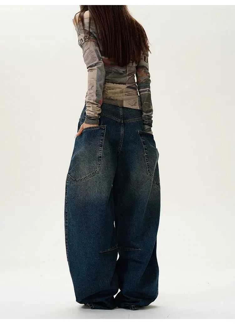 Wide Leg Scimitar Shape Jeans