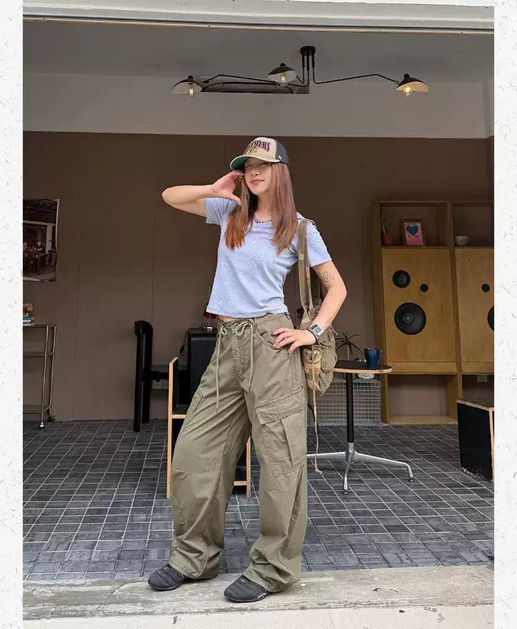 Pull String Side Pockets Cargo Pants