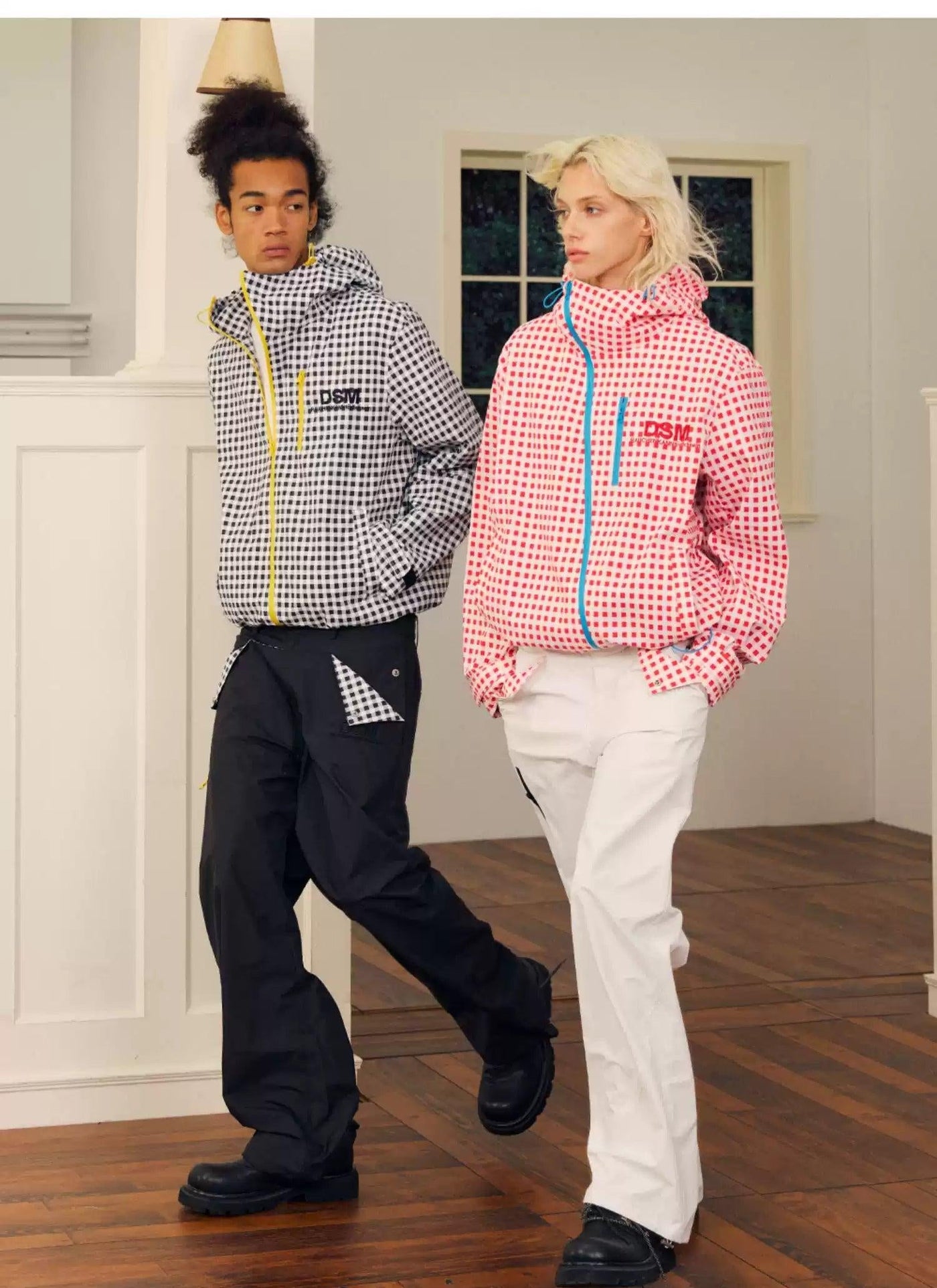 Checkered Side Zipped Jacket