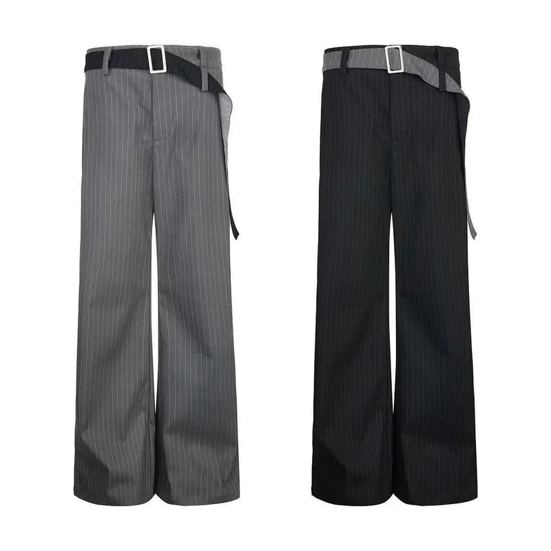 Subtle Striped Straight Leg Trousers