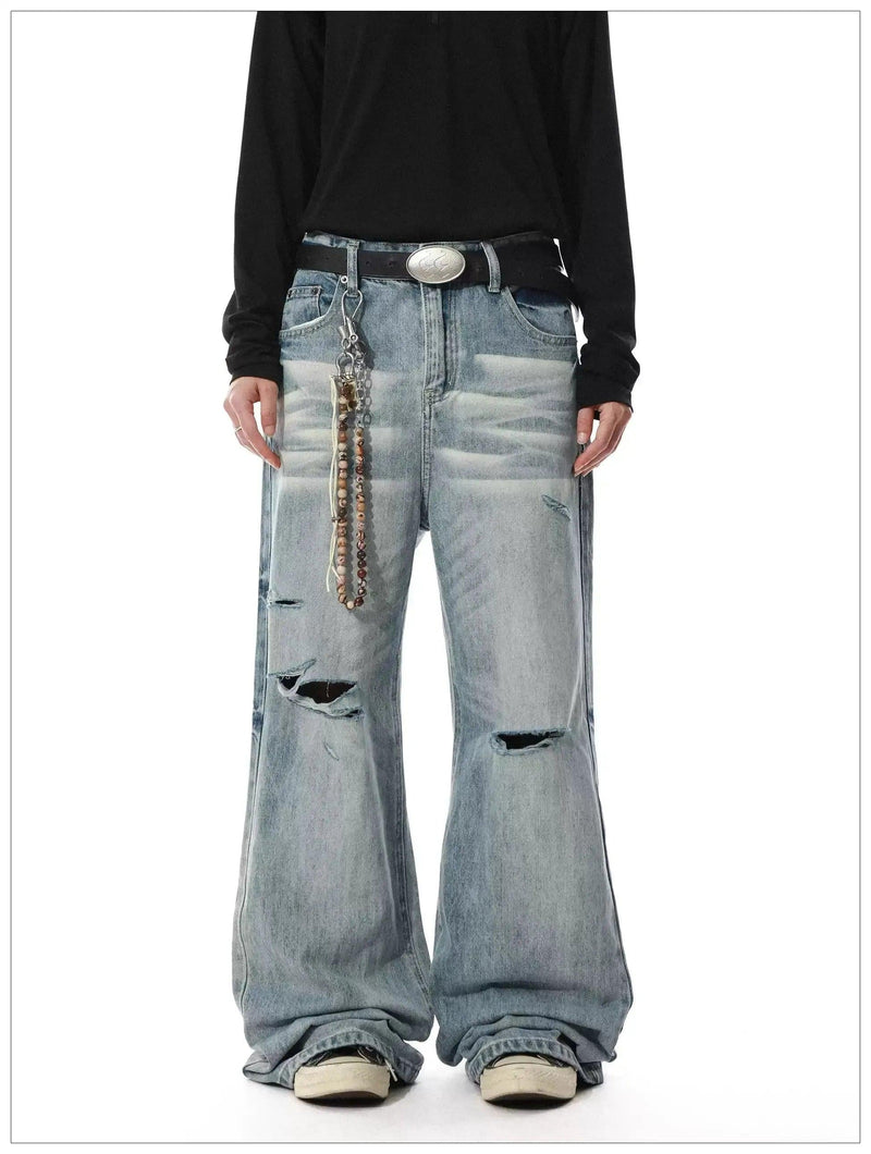 Whisker Faded Ripped Jeans