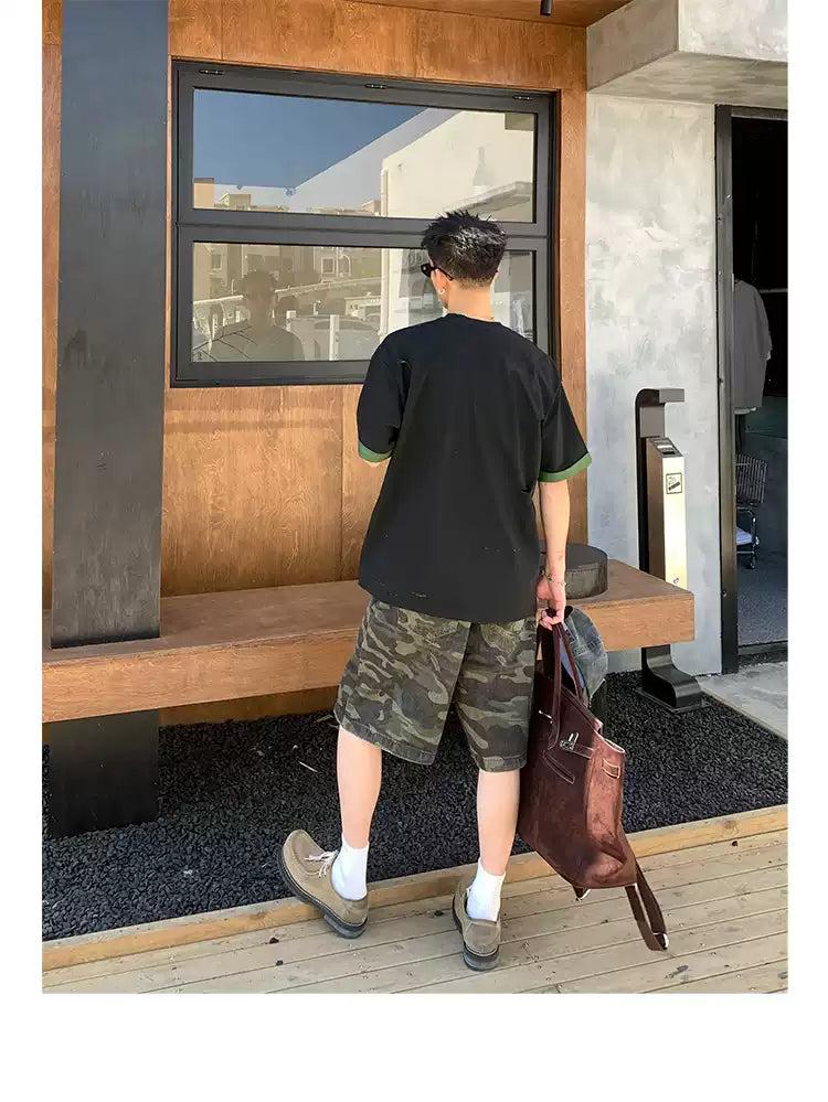 Washed Camouflage Cargo Shorts