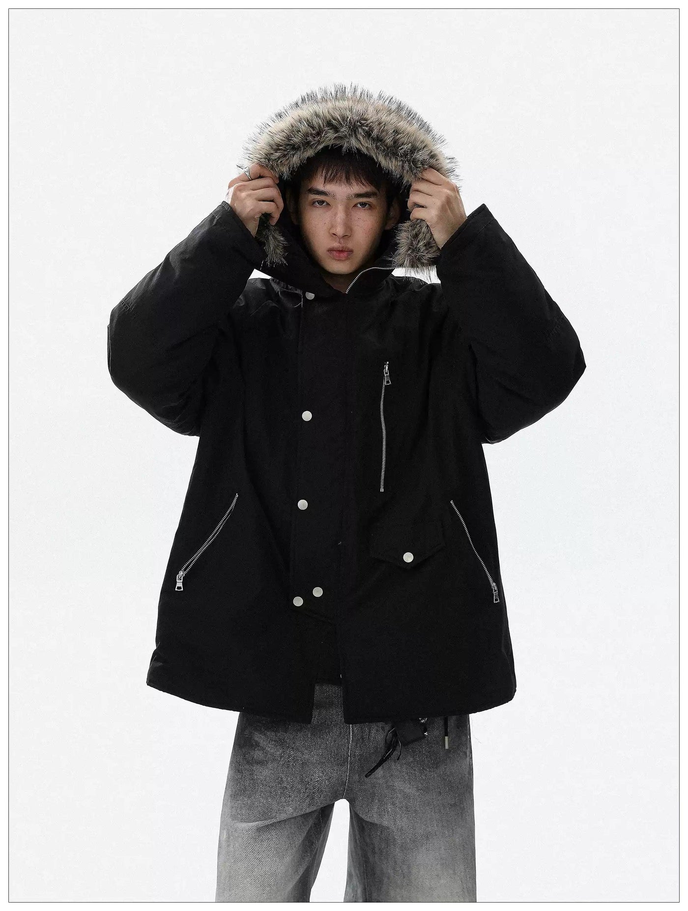 Fur Hooded Utility Jacket