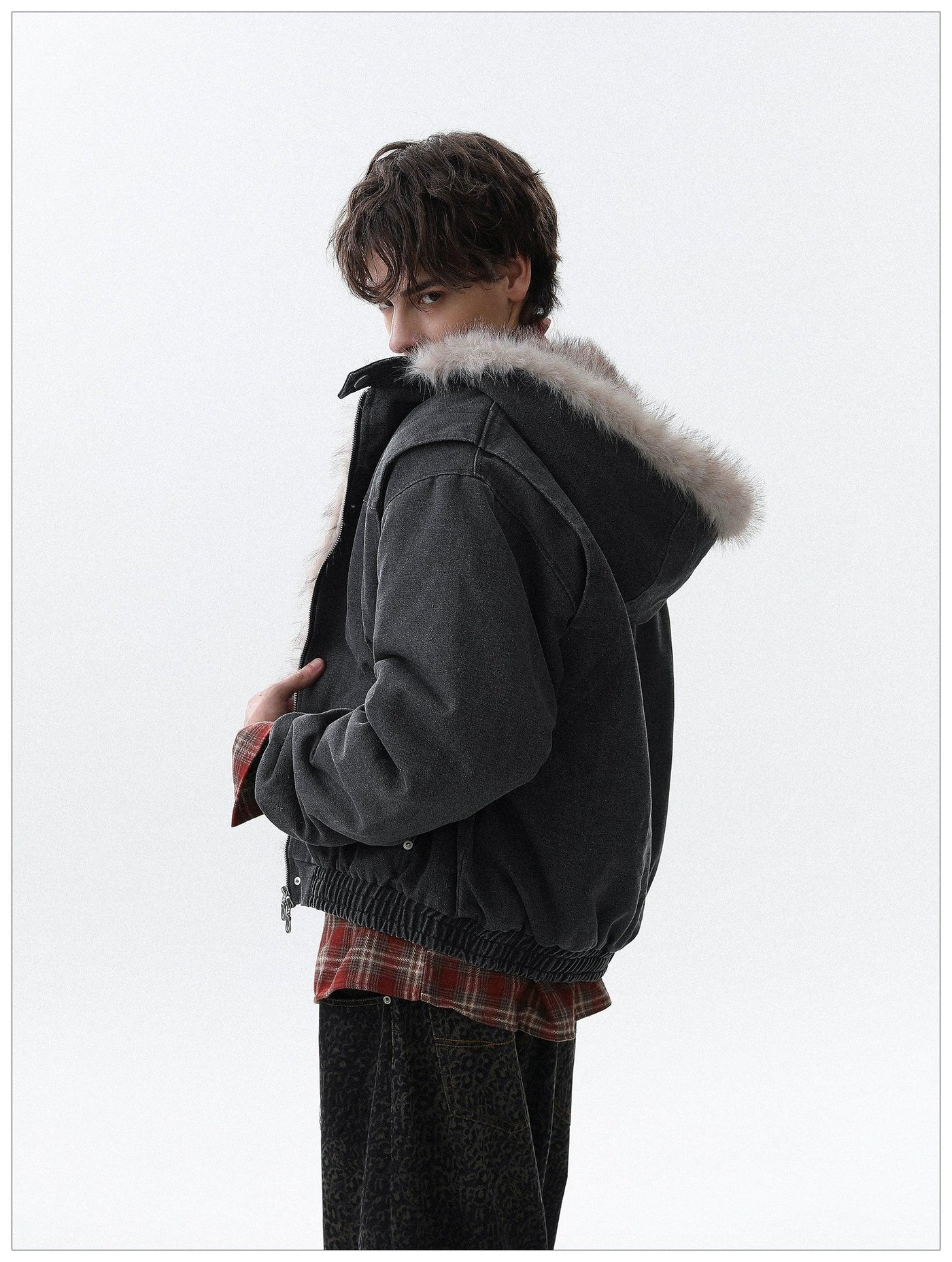 Faux Fur Lining Zipped Jacket