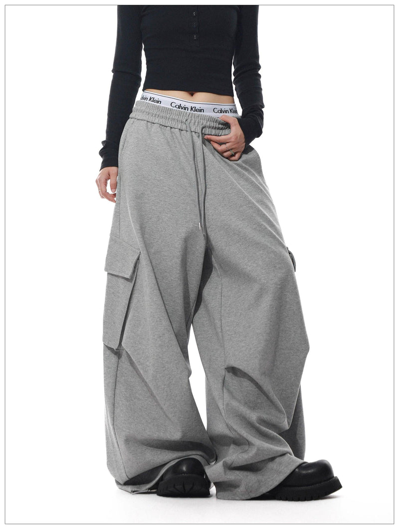 Drawstring Side Pocket Oversized Fit Sweatpants