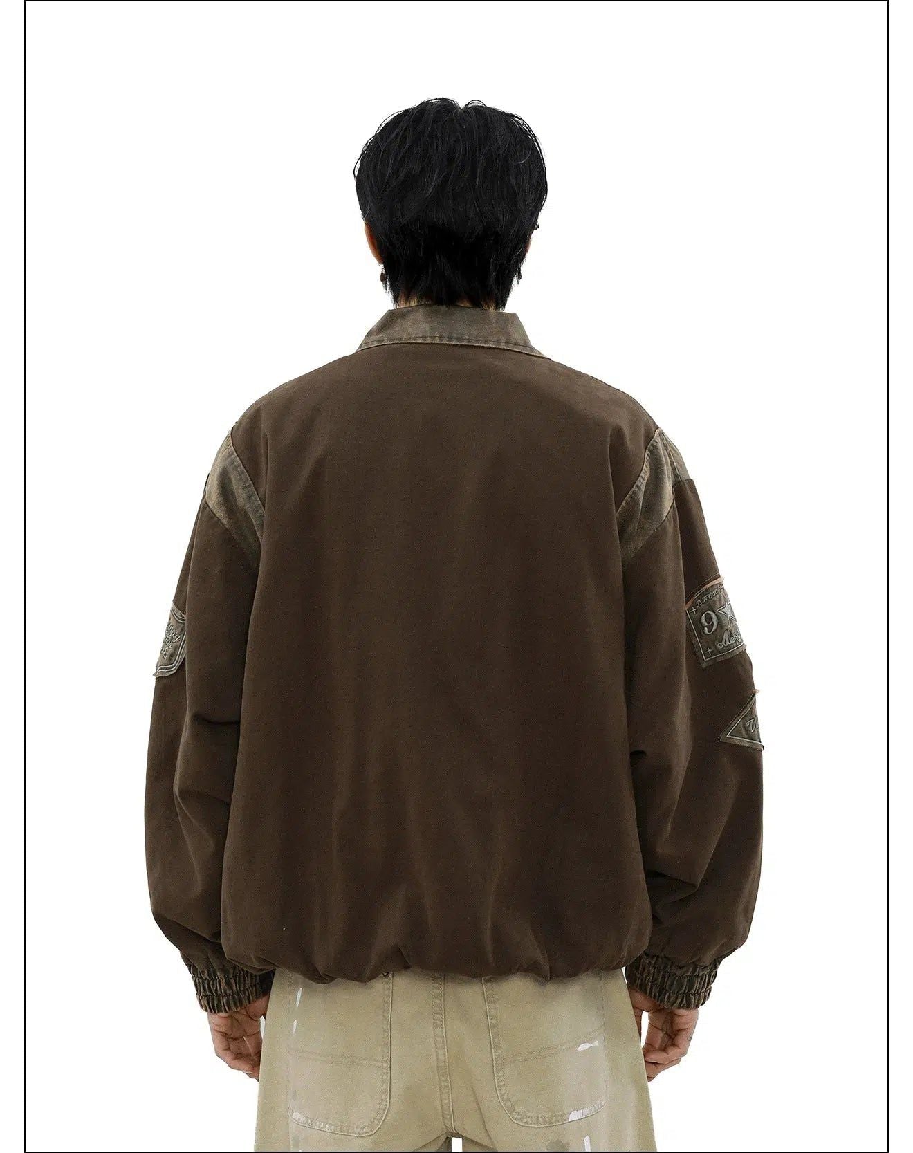 PU Leather Patched Buttoned Jacket