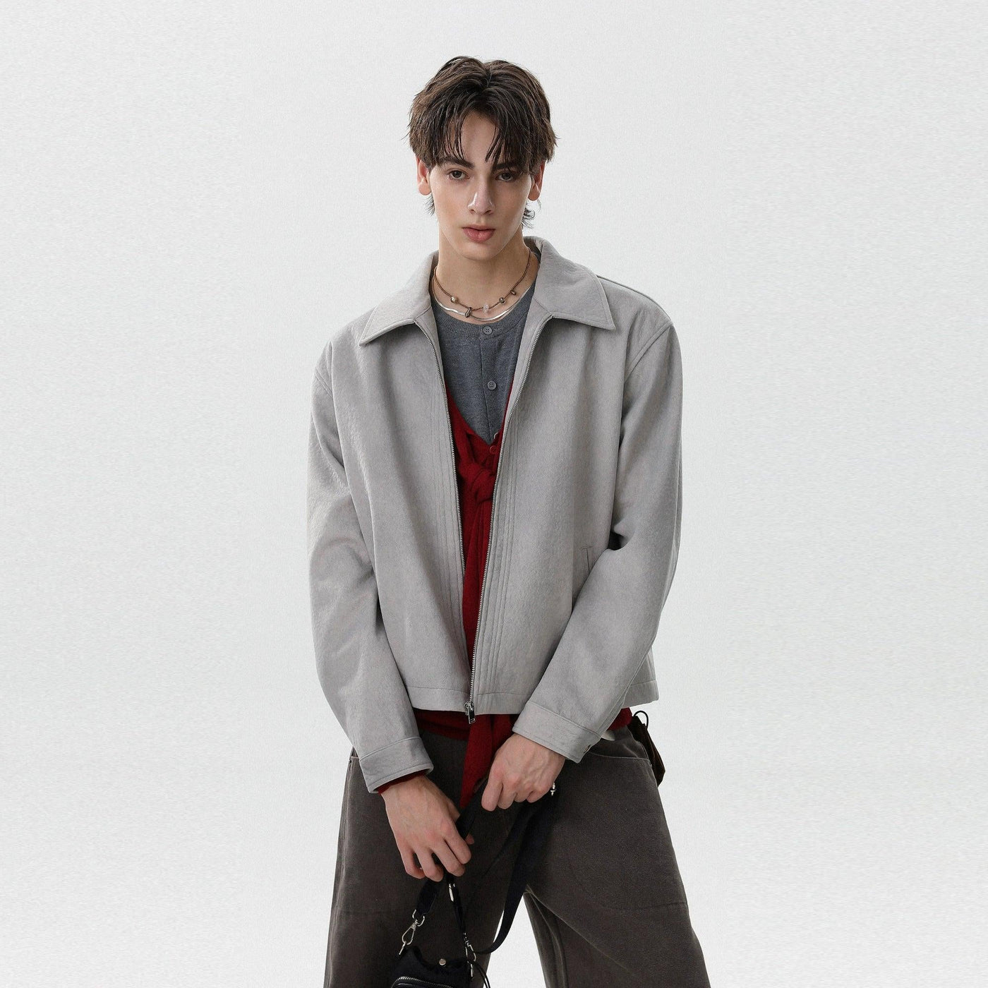 Brushed Textured Zip-Up Jacket