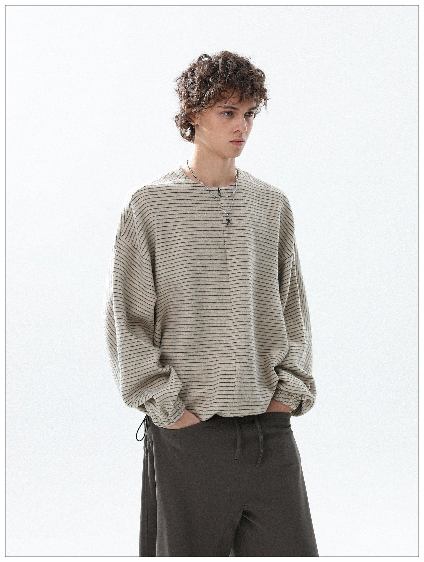 Thin Striped Clean Fit Half-Zip