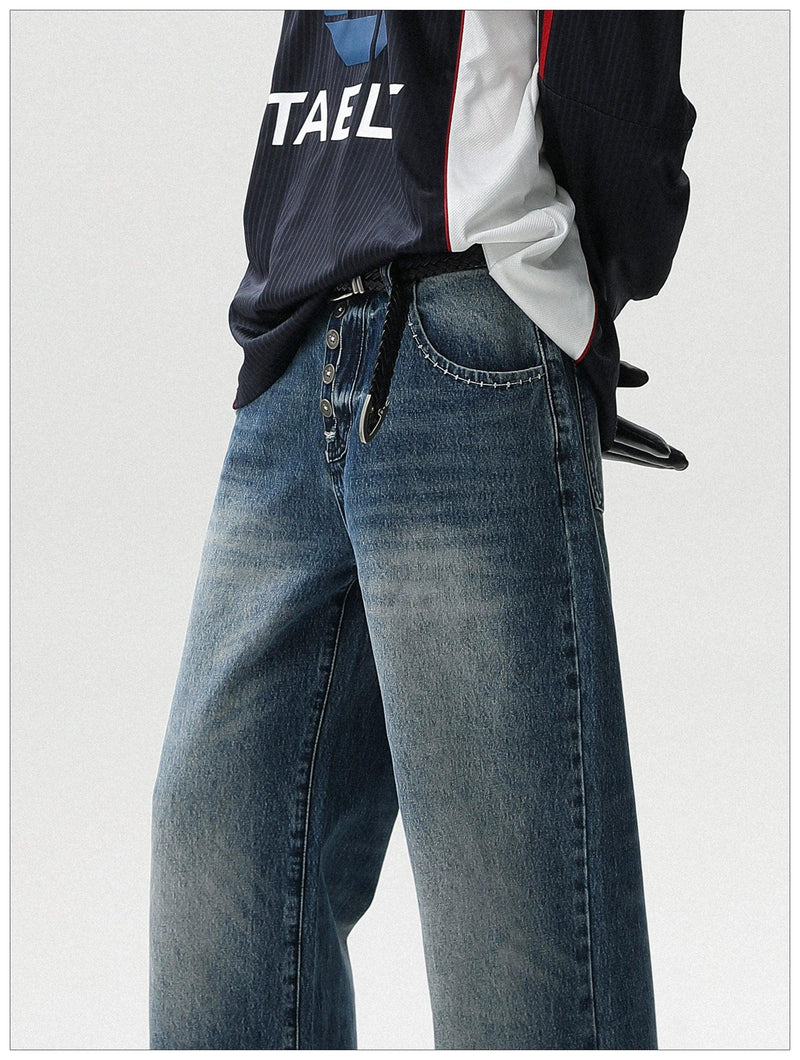 Straight Leg Faded Versatile Jeans